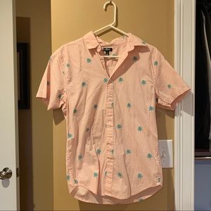 City Streets Button Down Palm Tree Pattern